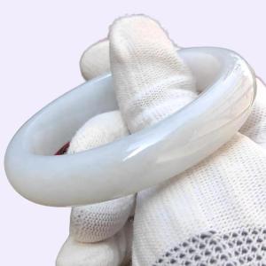 White Moonlight Bangle Light Lavender Natural Type A Jadeite Jade crafted as Peace Bracelet Bangle certificate weigh 57.02 grams measurement 12.8 * 7.9 mm Size: 55.8 mm (Bangle2) #2/4