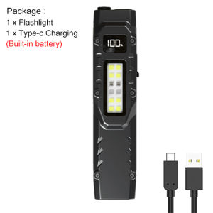 Asafee V007 Tactical 90G Portable Flashlight 1200LM Ultra LED Double Tail Swich Torch White/Red/Purple Power Side Floodlight Rechargeable Lamp Waterproof For Outdoor Camping Hiking