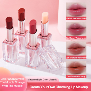 💕Thousands of People Thousands of Colors💕Macaron Mirror Temperature-Changing Lipstick Color-Changing Lip Balm Korean Nude Lip Glaze Water-Light Mirror Four-Season Lipstick