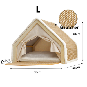 "Local Stock" Multifunctional cat and dog bed pet bed all-season use cat scratching board Cat villa Cat house semi-enclosed shell-shaped sleeping bag non-shedding sisal cat scratching board cat tent.