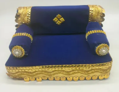 Handmade Laddu Gopal Singhasan | Wooden Base with Velvet Cloth | Home Puja Temple Decor & Diwali Gift | 1 pc | Multicolor