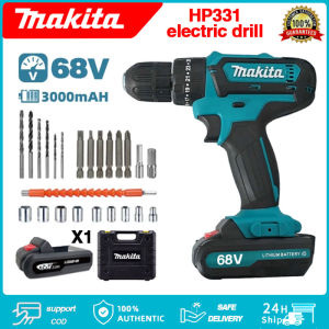 Bor Tanpa Kabel Makita Bor Tangan HP331 68V Bor Impact Obeng Listrik Alat Pengeboran Rumah Tangga