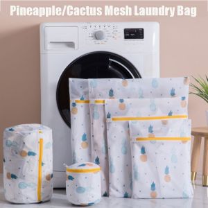 SZXBOGS Polyester Clothes Sock Cactus Printing Washing Machine Pouch Underwear Care Bra Storage Bags Laundry Bag