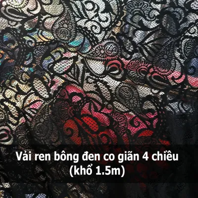 Vải ren bông đen co giãn 4 chiều 80K/m (khổ 1m5) may váy đầm và áo kiểu sang trọng quyến rũ