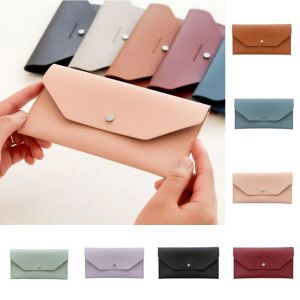 XUNXUAN สไตล์เกาหลีแบบ กระเป๋าสตางค์ทรงซองจดหมาย แบบพกพาได้ หนังพียู กระเป๋าคลัทช์ยาวผู้หญิง สง่างามเรียบหรู มัลติฟังก์ชั่ กระเป๋าเปลี่ยนได้ สำหรับผู้หญิง