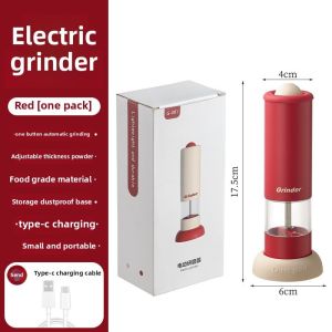 Electric Salt and Pepper Grinder Set Rechargeable Salt and Pepper Mills Automatic Grinder with Adjustable Coarseness One-Handed Operation