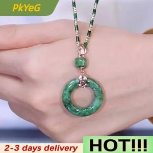 PkYeG New Vintage Bamboo Necklace Light Luxury And Unique Imitation Jade Pendant Ancient Method Sun Totem Necklace Flower Collar Chain
