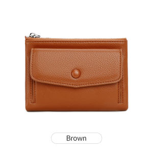 MISTLETOE Small Coin Money Organizer Purse Dual Zipper Leather Wallet for Woman Red Green Color New 2025