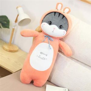 (Ready stock)60/80/100CM Cute Transformed Cat soft plush toy Girl Sleeping Large Long plushie Pillow Doll baby kid Birthday Gift Girl