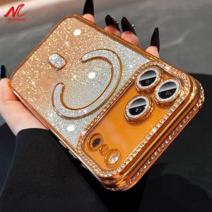 Luxury Gradient Diamond for Magsafe Case for iPhone 17 Pro Max 17 Air Plating Soft Cover for iPhone 16 15 14 13 12 Pro Max Plus