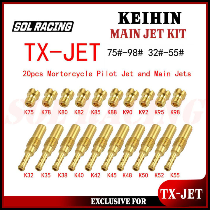 20Pcs Carburetor Jet Kit For PWK Keihin Oko CVK – Main & Slow Pilot Jets