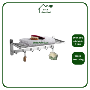 Máng khăn tầng đa năng Inox 304 PHÁT ĐẠT không rỉ sét thanh treo khăn giá móc khăn mặt nhà tắm vắt khăn inox (SP028)