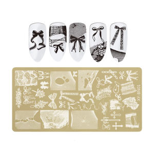 Professional Rectangular Nail Template Stainless Steel Manicure With Butterfly Floral Patterns For DIY Nail Art