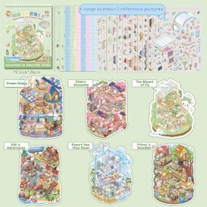 23 - Sheet Large - Format 3D Scene Sticker Collection Beautiful 3D Scenes (Beach Views Mountain Landscapes) for Hand Account