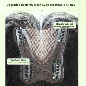9x9-25cm 100% Human Hair Piece Black Hair Topper Hair Replacement Cover White Hair Breathable And Lightweight Wig Increase Hair Volume For Women