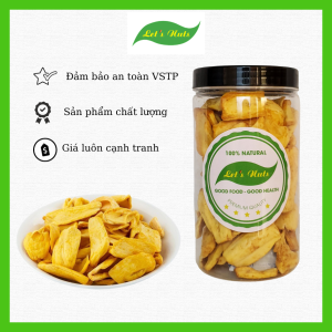 Mít sấy giòn Lets Nuts túi 500g công nghệ sấy mới vẫn giữ nguyên được mùi thơm và vị ngọt nguyên bản của mít dùng ăn hoặc làm quà tặng đều được