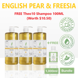 🇸🇬 Theo10 LIMITED EDITION Squeaky Body Wash | Natural Bath Shower Gel Soap Free Eczema Dry Sensitive Skin Care Itch Relief Anti Bacterial Psoriasis Organic Itchy Redness Beauty Moisturizers Family Friendly Travel Size Essential Oil Kids Baby Children