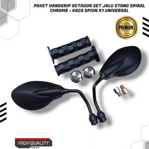 PAKET HANDGRIP GRIP HANFAT MODEL OCTAGON SET JALU STANG SPIRAL CHROME PLUS KACA SPION X1 UNIVERSAL BEAT MIO VARIO FIZ R JUPITER Z MX MIO SOUL AEROX NMAX PCX DLL