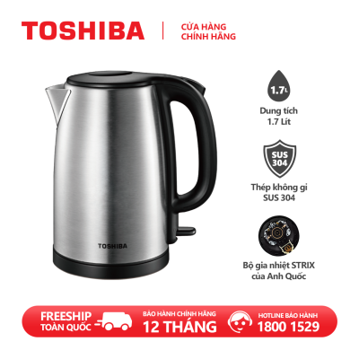 Ấm đun siêu tốc Toshiba KT-17SH2NV - 1.7L - Inox 304 - Hàng chính hãng, bảo hành 12 tháng, chất lượng Nhật Bản