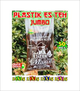 Plastik kekinian ES TEH JUMBO isi 50 pcs / Plastik PE / kemasan es