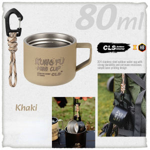Mini Outdoor Coffee Tasting Cup Camp Portable 80ml Spirits‌ Tea Mug Double Layered Cup With Hanging Rope
