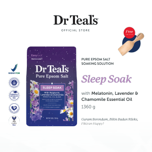 Dr Teals Pure Epsom Salt Soaks/Garam Berendam - Melatonin Lavender & Chamomile Essential Oil 1.3 KG