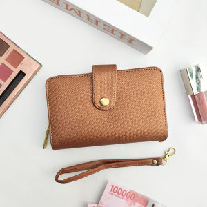 Dompet lipat mini motif croco kulit sintetis dompet kartu wanita simple