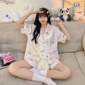 Bộ lụa cộc ngắn tay quần đùi mặc nhà mát mẽ thoải mái siêu xinh