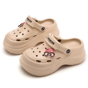 [Free Shipping] WomenS EVA Non-Slip Cute New Style Soft-Soled Height-Increasing Ultra-Soft Thick-Soled Outdoor Beach Sandals Closed-Toe Slippers