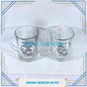 Souvenir Pernikahan Ultah dan Khitanan Gelas CL Langsing Custom Sablon Nama 1 PCS