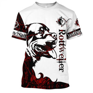 [Local Stock] HBESTY Halloween Christmas Mens Women O-neck Short Sleeves Oversized T Shirts Harajuku Clothing Fashion Novelty Design Tees Rottweiler 3D Printed T-shirt