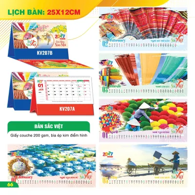Lịch Tết 2027 - Lịch Bàn Chữ A Ngang (12x25) Nhiều Chủ Đề