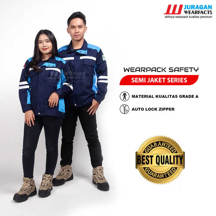 Baju Proyek Safety Keren Warna Biru Toska Kombinasi Biru Navy | Lazada