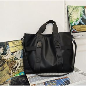 Men Tote Bag Shoulder Bag Waterproof Nylon Work 15.6 Laptop Bag Black