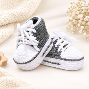 Crocheted Baby Sneakers Soft Casual High Cut Shoes 0-12 Months