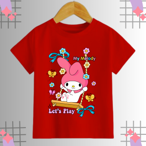 KOKO IMPORT - Baju Kaos My Melody Kuromi Sanrio Anak Perempuan Umur 2-16 Tahun Free Pouch & Karet