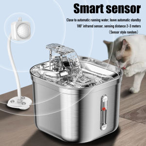 FFALL【Local Delivery】Smart Water Dispenser For Dog 304 Stainless Steel Cat Water Fountain Outdoor Garden Dog Water Drinker Dispenser Automatic Water Fountain For Cat Filters Feeder Motion Sensor 2.2L Water Level Window