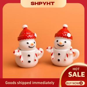 SHPYHT✨ 2 5Set Mini Snowman Teacup Decoration Miniature Christmas Cup Scene Landscape Resin Dollhouse Accessories Christmas Crafts Gifts