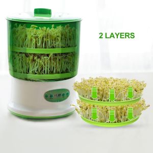 Household Bean Sprouts Machine 2-3 Layers Thermostat Green Vegetable Seedling Growth Bucket Automatic Bean Bud Germinator Macker