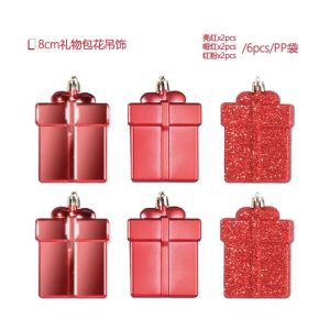 TOPONE SET OF 6PCS  Christmas 8cm  plastic pendant Christmas ball decoration pentagram snowflake gift bag Christmas Tree Pendant