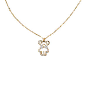 Fashion Angel Girl INS Gấu máy khoan Dây chuyền vàng Ngọt Dễ thương Chuỗi xương đòn Vòng cổ Quà tặng trang sức sinh nhật