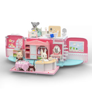 FLIPPED Koala Diary Girl Play House Toy DIY Doll House Set Bedroom Small Bed Dresser Dining Kitchen Bathroom Pretend Camping Family Toys for Toddler Girls