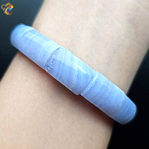 Collection Ceiling Grade Blue Lace Agate Shou Pai Bracelet