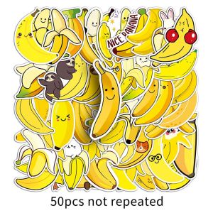 50PCS Banana Sticker Fruit Vegetable Food Series Cartoon Waterproof Graffiti PVC Sticker