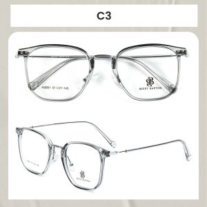 Berrybarton Kacamata Kotak Lensa Anti Radiasi Blueray Photocromic Kacamata Minus Bahan Metal PC Pria Wanita 2651