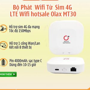 Cục phát wifi 4G OLAX MT30 PIN 4000MAH - KẾT NỐI NHIỀU THIẾT BỊ SỬ DỤNG TỐC ĐỘ CỰC KHỦNG - CỔNG LAN KẾT NỐI PC - BẢO HÀNH 3 THÁNG LỖI 1 ĐỔI 1