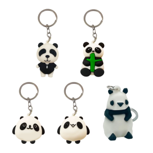Soft Silicone Panda Keychain Cartoon Animal Pendant Keyring Gift for Friend and Family Car Decoration and Bag Charm