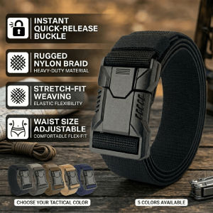 Tactical Nylon Elastic Belt Mens Casual Cobra Belt Non Slip Weight Bearing Belt Quick Release Automatic Buckle Canvas Belt 战术快拆尼龙弹力腰带