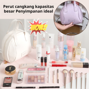 Tas Makeup Portabel Tahan Air Tas Kosmetik Tas Penyimpanan Kosmetik Tas Makeup Wanita Tas Makeup Tahan Air Tas Makeup Perjalanan Transparan Tas Kosmetik Tas Kecantikan Bahan PU dengan Pegangan