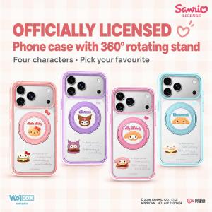 Sanrio Hello Kitty Kuromi Phone Case with 360 Rotating Stand TPU Bumper for iPhone 18 17 Pro Max Cover MYS3
